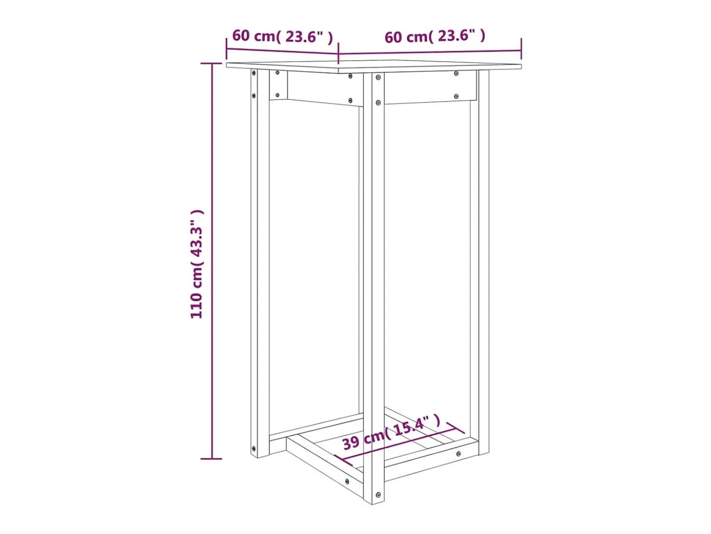 Mesa de bar blanca 60x60x110 cm Madera maciza de pino