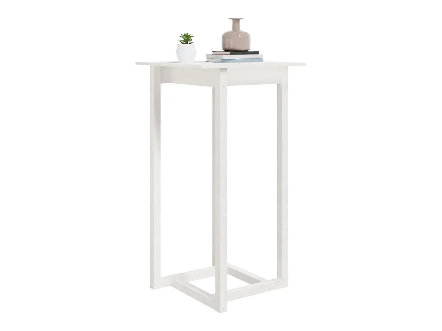 Mesa de bar blanca 60x60x110 cm Madera maciza de pino