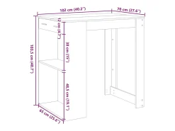 Mesa de bar blanca 102x70x103,5 cm madera de ingeniería