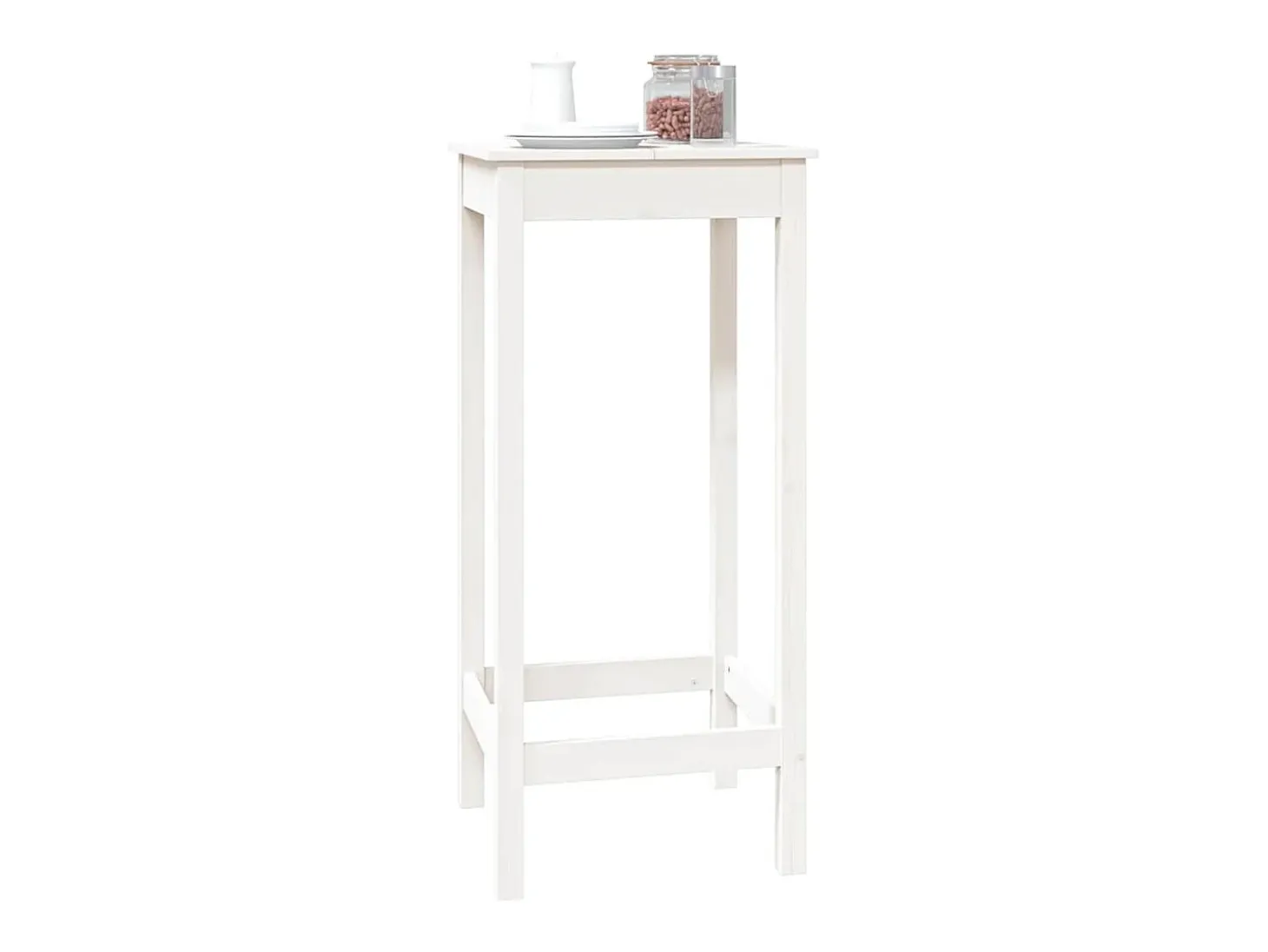 Mesa de bar blanca 50x50x110 cm madera maciza de pino