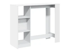 Mesa de bar blanca y estante 124x46x103,5 cm madera de ingeniería