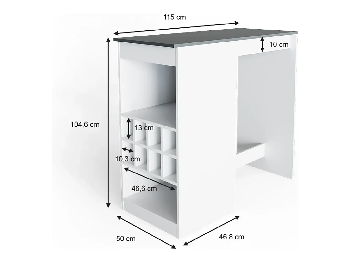 Mesa de bar blanco/antracita 115x50x104.6 ross