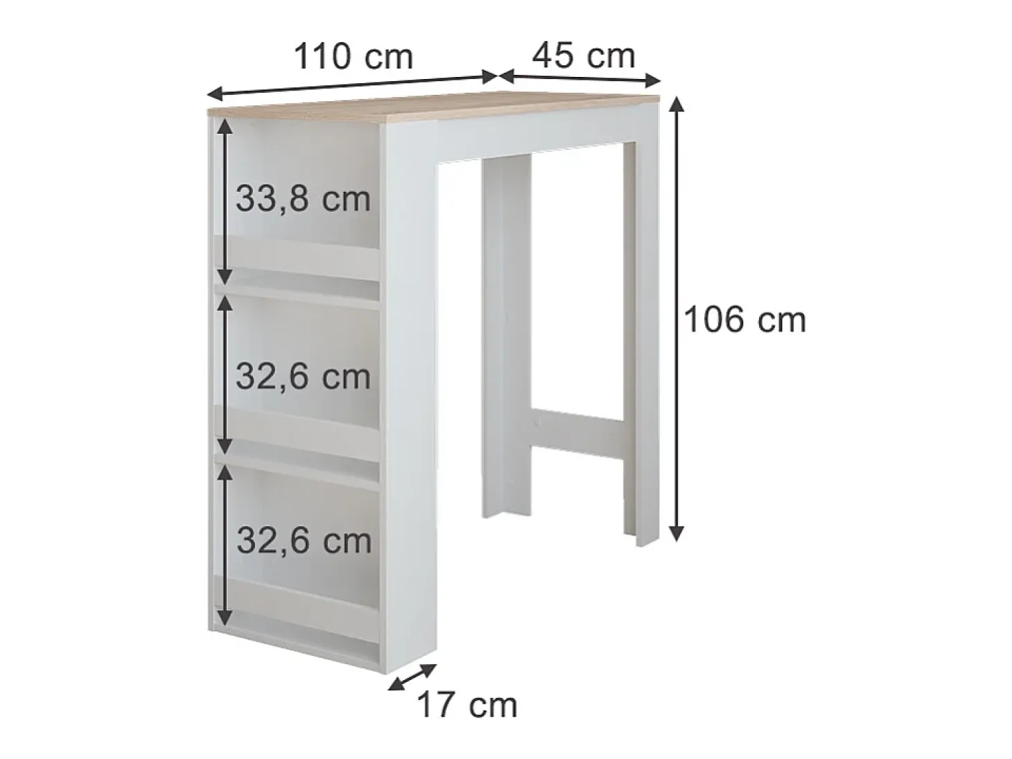 Mesa de bar blanco/sonoma 45x110x106 repose