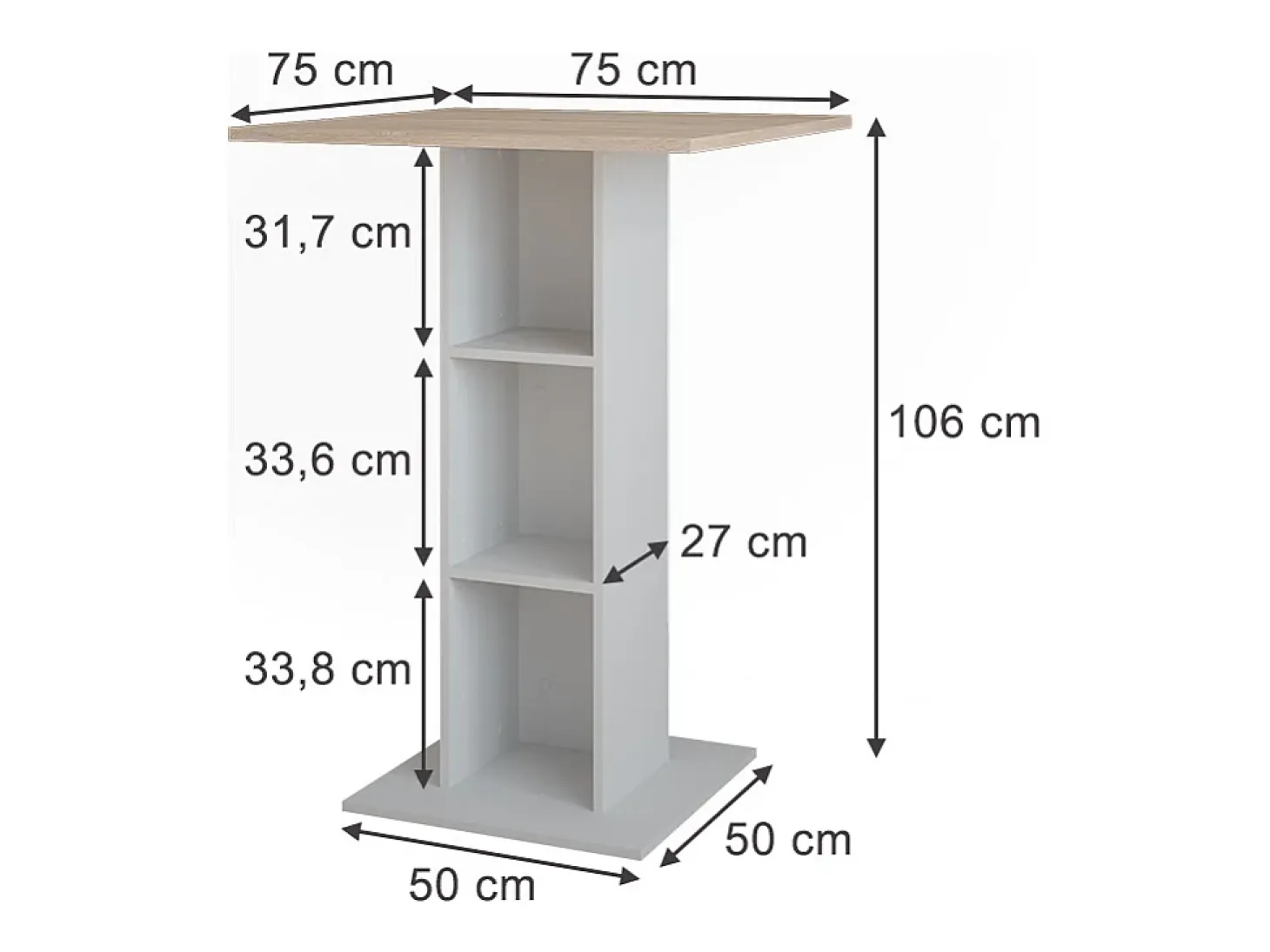 Mesa de bar blanco/sonoma 75x75x106 repose