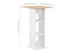 Mesa de bar color blanco y roble Sonoma 60x60x110 cm