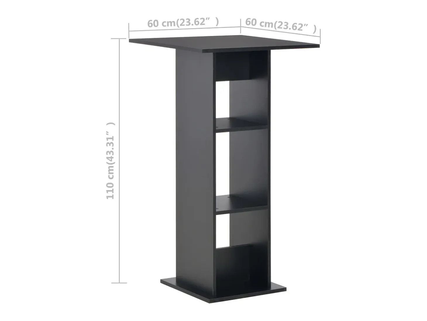Mesa de bar color negro 60x60x110 cm