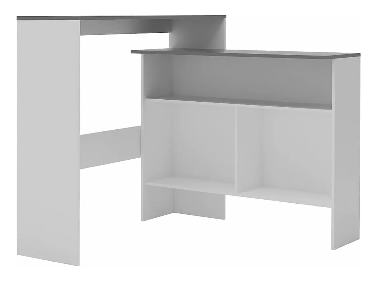Mesa de bar con 2 encimera blanca y gris 130x40x120 cm