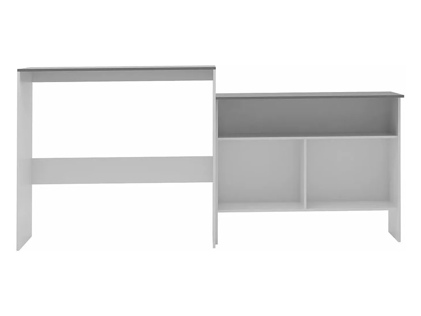 Mesa de bar con 2 encimera blanca y gris 130x40x120 cm