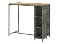 Mesa de bar con almacenaje Gris 120x60x110 cm Mimbre de resina