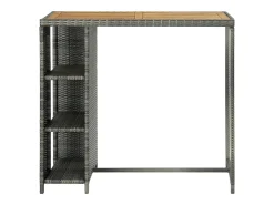 Mesa de bar con almacenaje Gris 120x60x110 cm Mimbre de resina