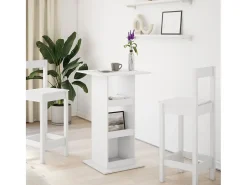 Mesa de bar con almacenaje blanca 60x60x102cm madera de ingeniería