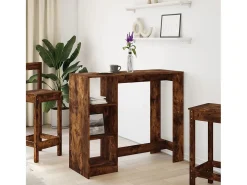 Mesa de bar con estante de madera de ingeniería de roble ahumado