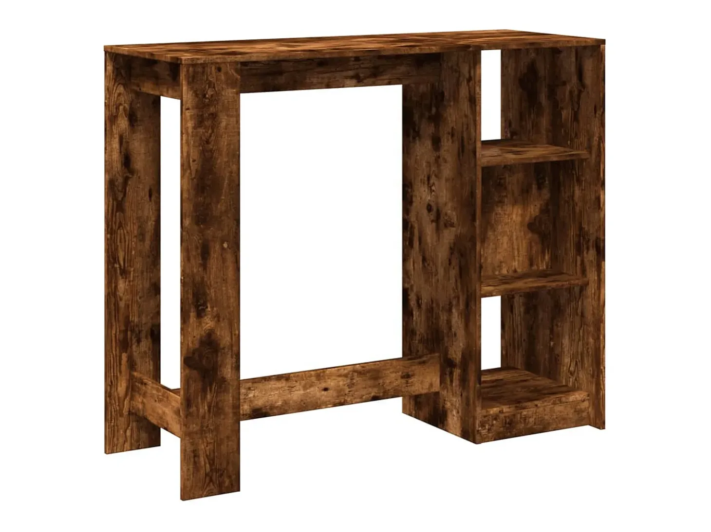 Mesa de bar con estante de madera de ingeniería de roble ahumado