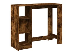 Mesa de bar con estante de madera de ingeniería de roble ahumado