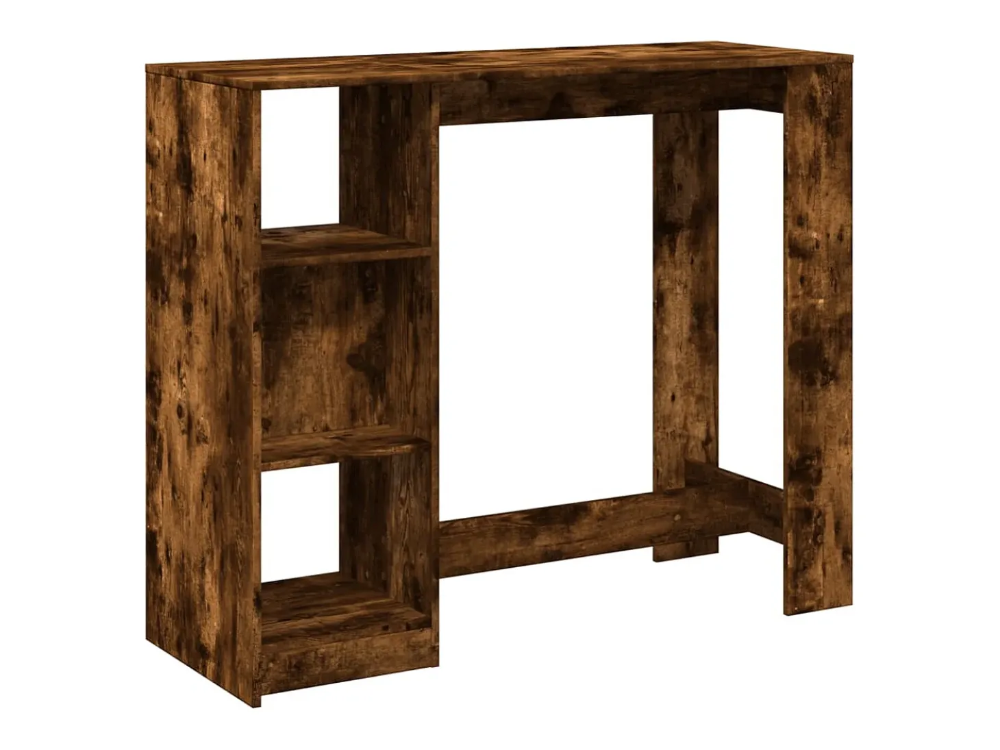 Mesa de bar con estante de madera de ingeniería de roble ahumado