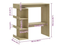 Mesa de bar con estante de almacenamiento Roble Sonoma Madera de ingeniería