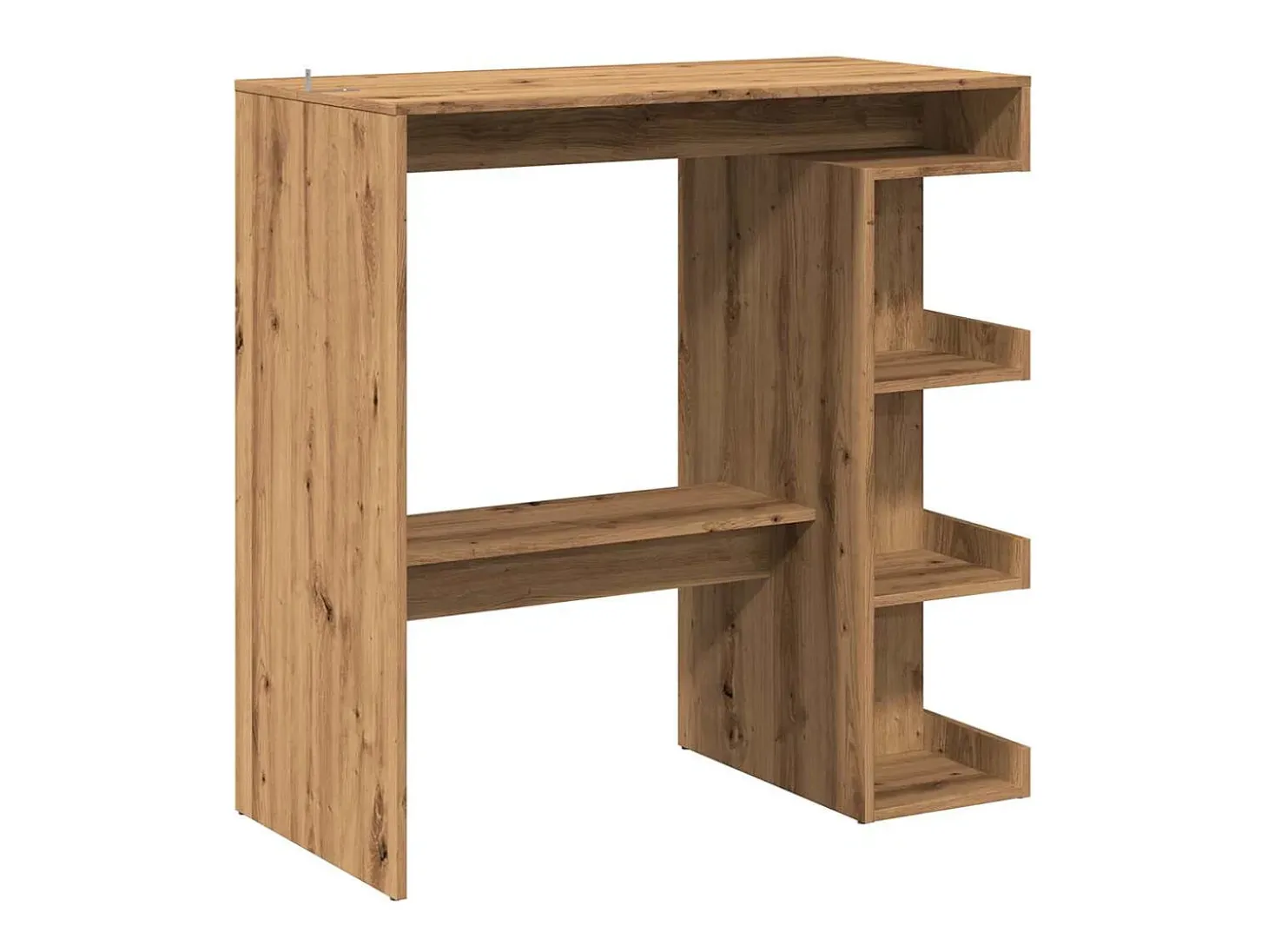 Mesa de bar con estante de almacenamiento, roble hecho a mano