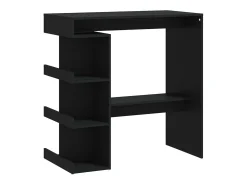 Mesa de bar con estante de almacenamiento de madera de ingeniería negra