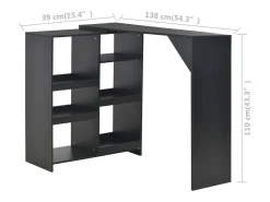 Mesa de bar con estante extraíble Negra 138x39x110 cm