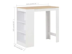Mesa de bar con estantería blanco 110x50x103 cm