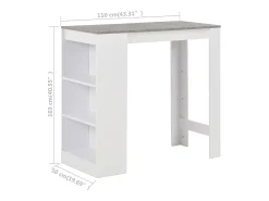 Mesa de bar con estantería blanco 110x50x103 cm