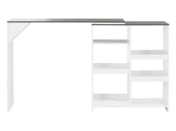 Mesa de bar con estantería móvil blanca 138x39x110 cm