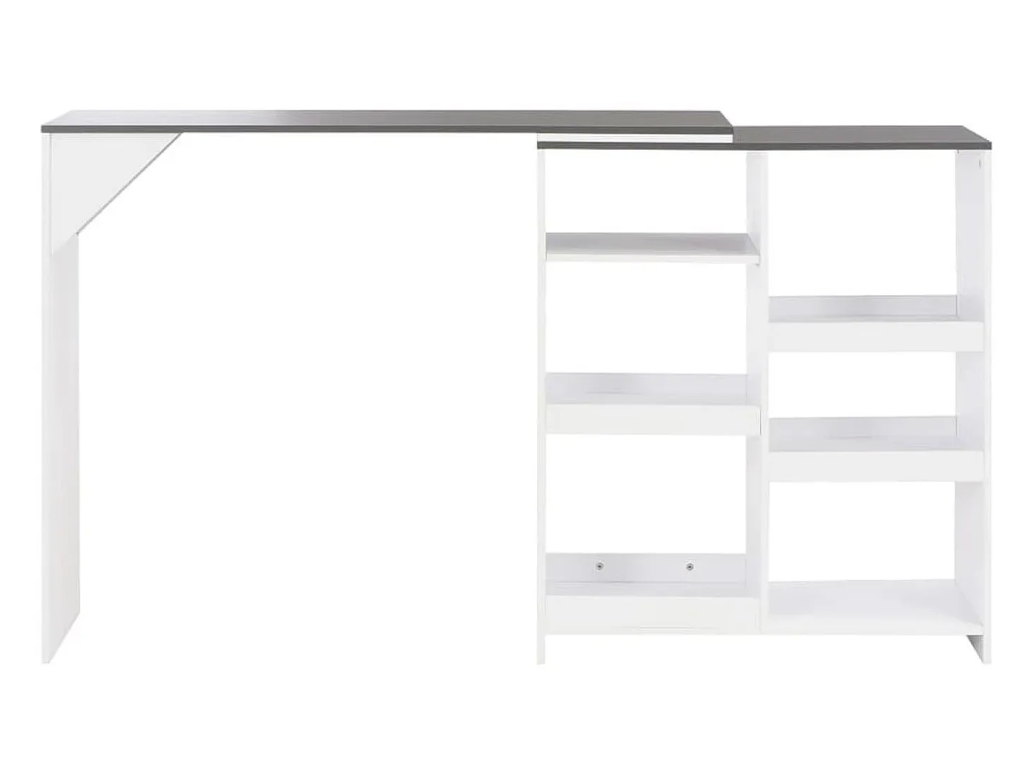 Mesa de bar con estantería móvil blanca 138x39x110 cm