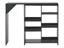 Mesa de bar con estantería móvil negro 138x39x110 cm