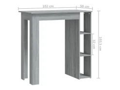 Mesa de bar de madera de ingeniería gris Sonoma con estante