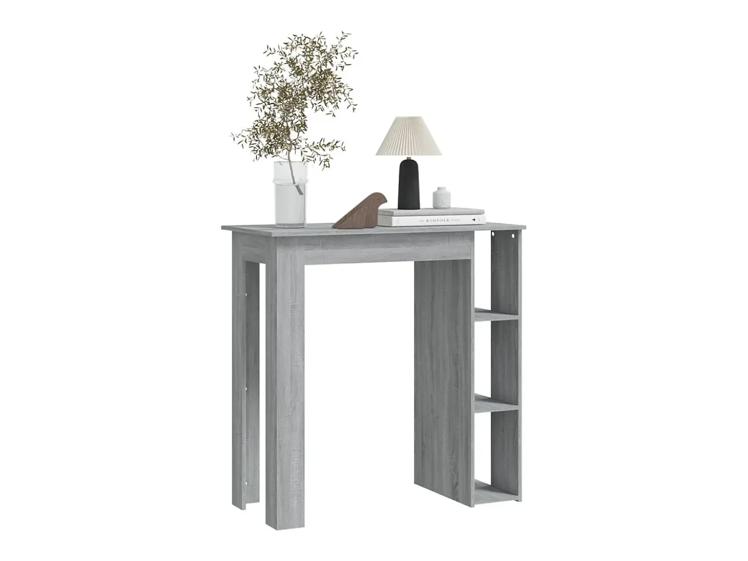 Mesa de bar de madera de ingeniería gris Sonoma con estante