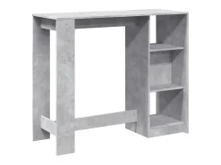 Mesa de bar de madera de ingeniería de color gris hormigón con estante