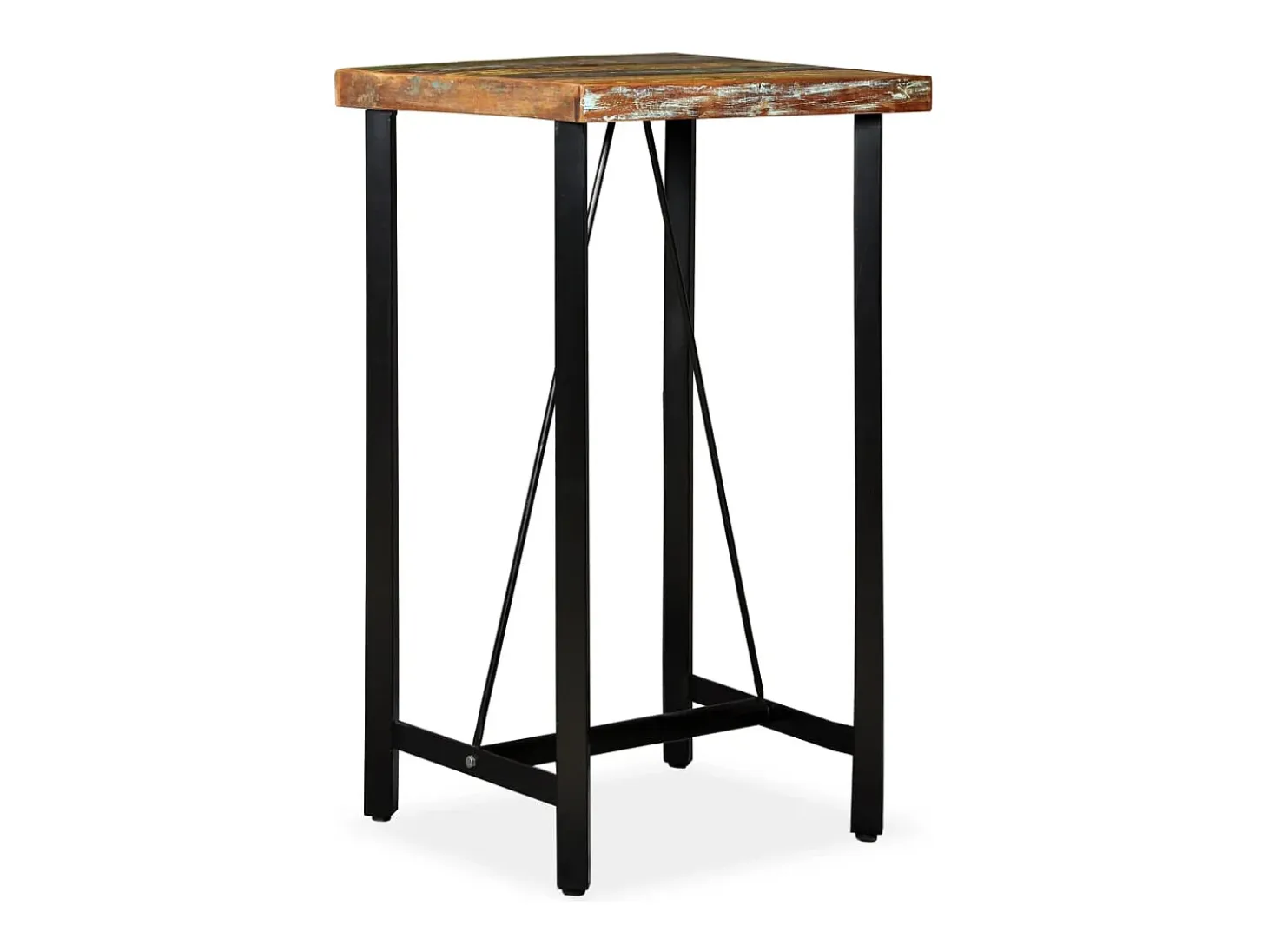 Mesa de bar de madera maciza reciclada 60x60x107 cm