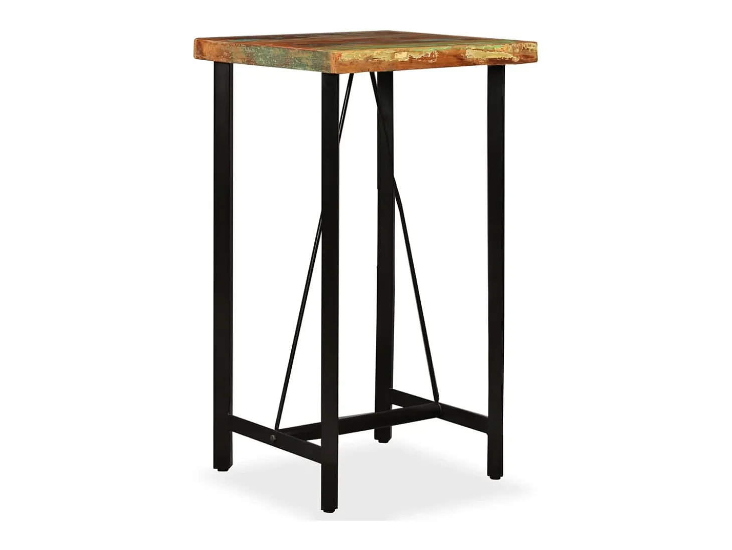 Mesa de bar de madera maciza reciclada 60x60x107 cm
