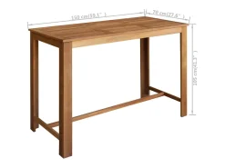 Mesa de bar de madera maciza de acacia 150x70x105 cm ES996701