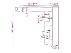 Mesa de bar de pared contrachapada roble artisan 102x45x103,5cm