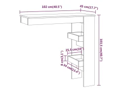Mesa de bar de pared madera contrachapada gris 102x45x103,5cm