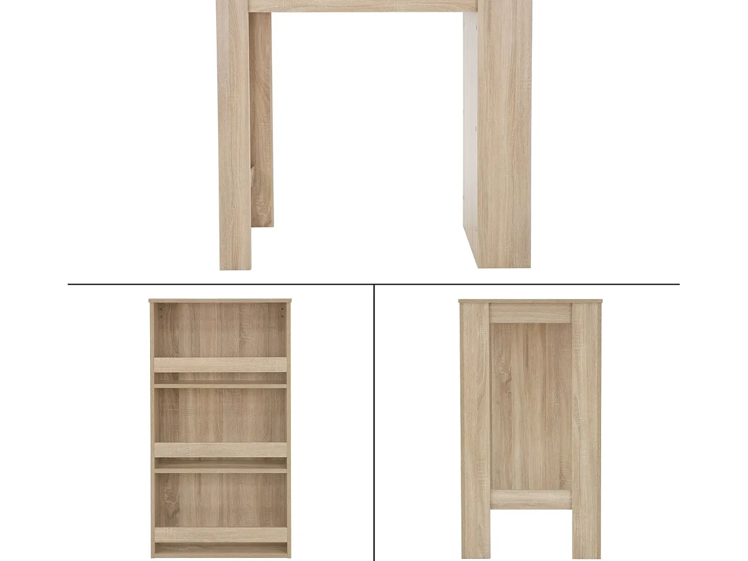 Mesa de bar de roble Sonoma con 3 estantes mesa de bistro de cocina ML-DESIGN