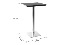 Mesa de bar diseño cuadrado negro pata central JORY