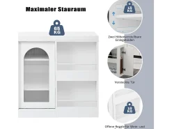 Mesa de bar extensible moderna, giratoria 360°, con espacio de almacenamiento, color blanco.