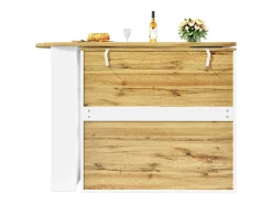 Mesa de bar giratoria con 3 puertas, isla de cocina con almacenaje - tablero extensible (138-204)x39x102 cm - blanco