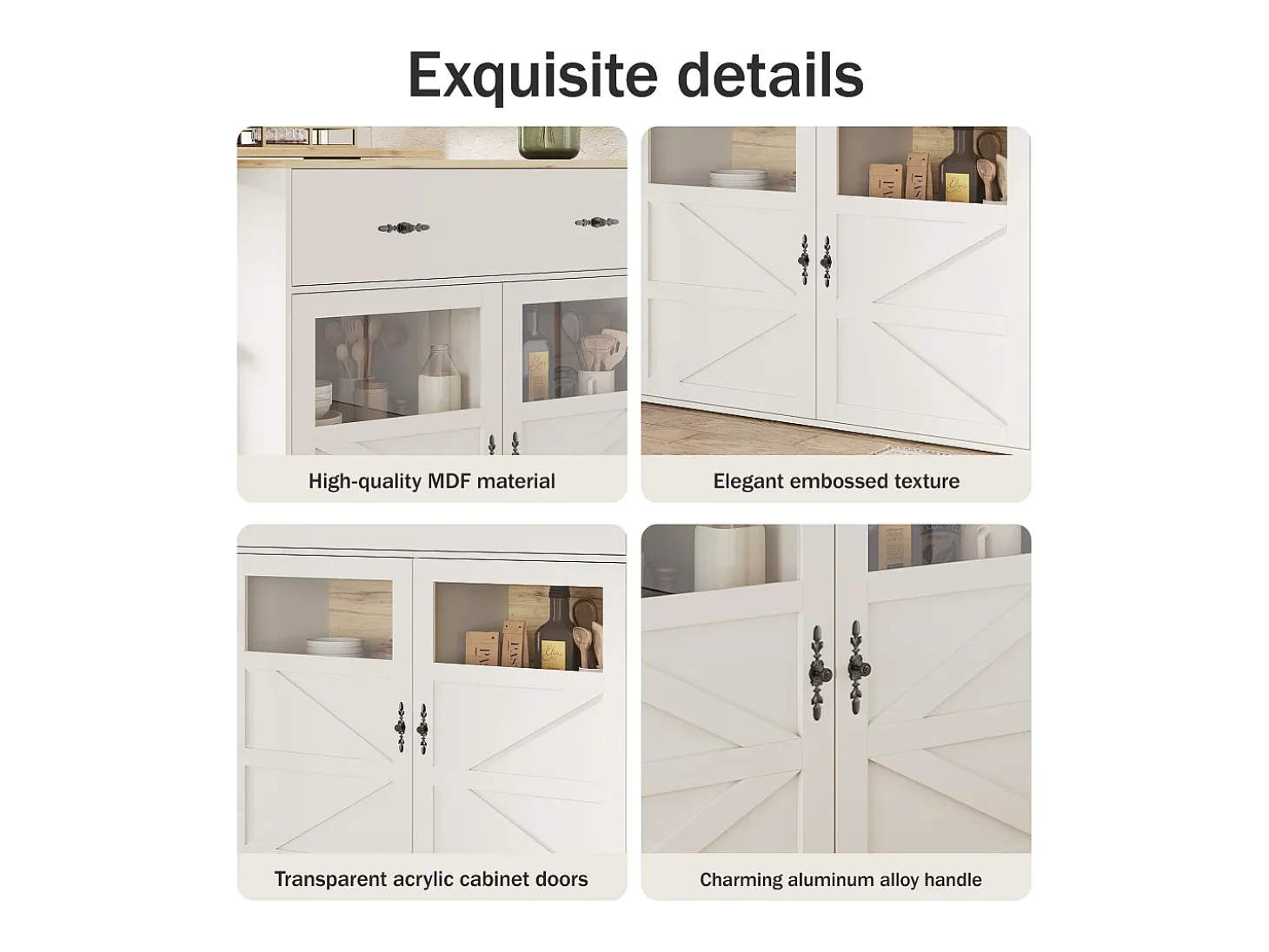 Mesa de bar giratoria de madera con 2 puertas y 1 cajón, con tablero extensible - (138-204) x 39 x 104 cm - blanco