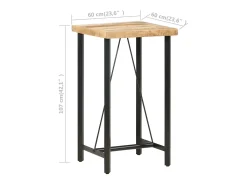 Mesa de bar madera maciza de mango rugosa 60x60x107 cm