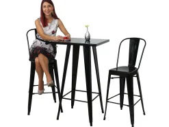 Mesa de bar metálica MCW-A73, negro