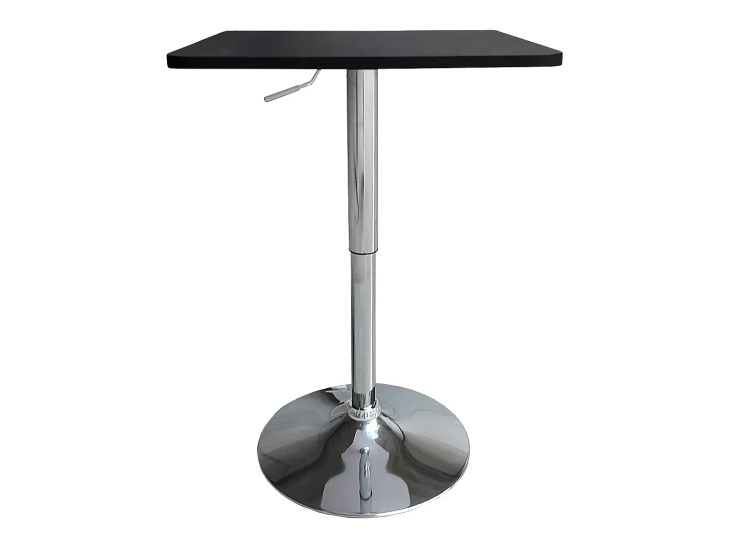 Mesa de bar negra y cromada cuadrada altura regulable LUKE