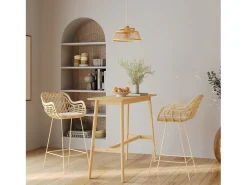 Mesa de bar rectangular de madera clara, 4 personas - Buvette