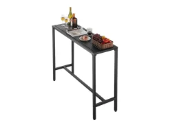 Mesa de Bar SucceBuy Alta Exterior, 120 x 37,5 cm, Mesa de Comedor Rectangular, con Tablero Impermeable, Estructura de Metal Robusta, Muebles de Jardín