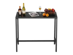 Mesa de Bar SucceBuy Alta Exterior, 120 x 37,5 cm, Mesa de Comedor Rectangular, con Tablero Impermeable, Estructura de Metal Robusta, Muebles de Jardín