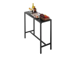 Mesa de Bar SucceBuy Alta Exterior, 100 x 37,5 cm, Mesa de Comedor Rectangular, con Tablero Impermeable, Estructura de Metal Robusta, Muebles de Jardín