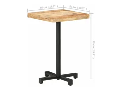 Mesa de bistró cuadrada madera de mango rugosa 50x50x75 cm