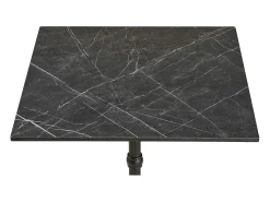 Mesa de bistró cuadrada PARIZ de 60 cm – Tablero efecto mármol gris oscuro y patas de aluminio negro
